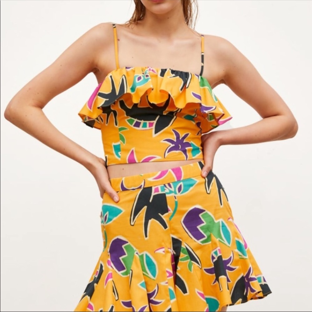 Zara floral yellow crop top